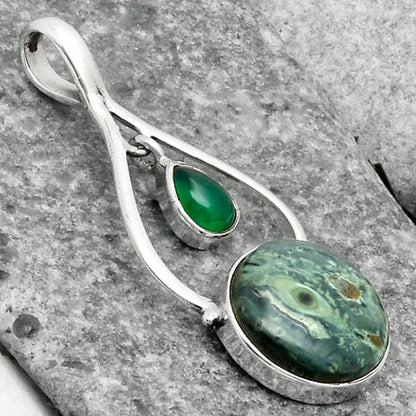 Natural Star Galaxy Jasper & Green Onyx Pendant P-1648 SDP115892
