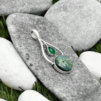 Natural Star Galaxy Jasper & Green Onyx Pendant P-1648 SDP115892