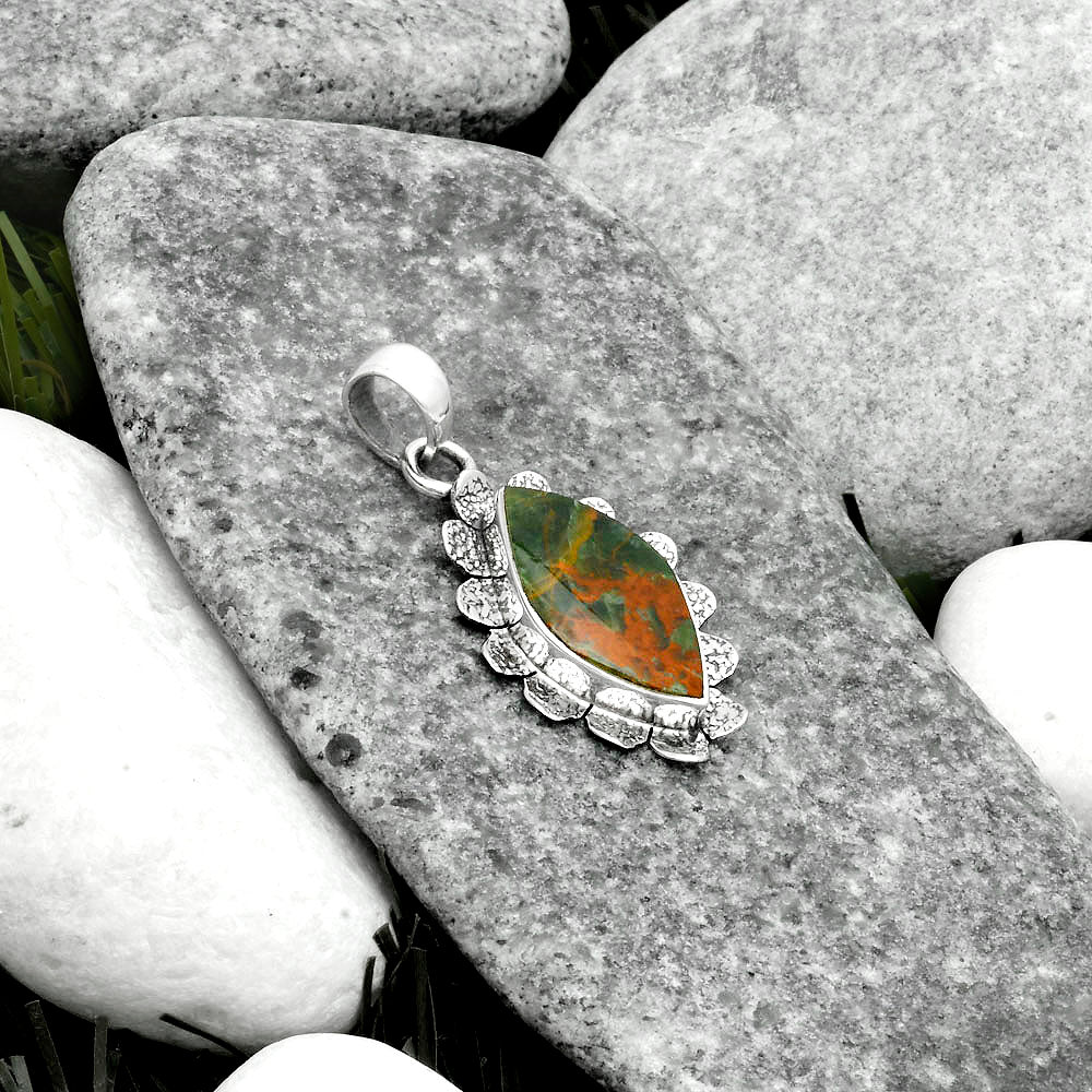 Natural Turkish Rainforest Chrysocolla Pendant P-1205 SDP115953