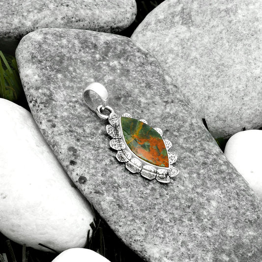 Natural Turkish Rainforest Chrysocolla Pendant P-1205 SDP115953