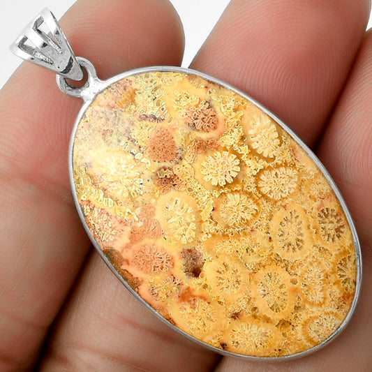Natural Flower Fossil Coral Pendant P-1001 SDP116516