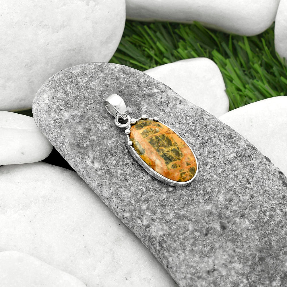 Natural Moroccan Yellow Jacket Jasper Pendant P-1349 SDP116678
