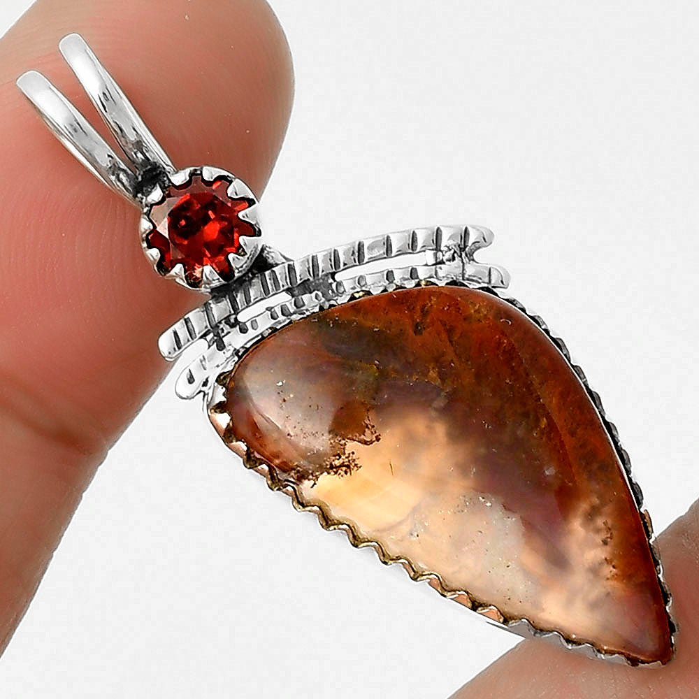 Natural Red Moss Agate & Garnet Pendant P-1268 SDP116702
