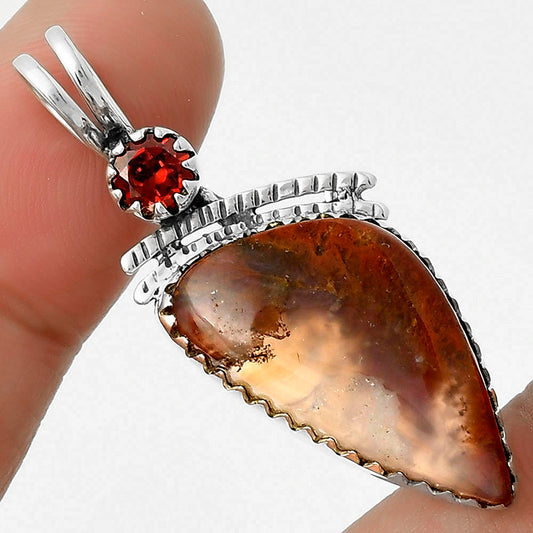 Natural Red Moss Agate & Garnet Pendant P-1268 SDP116702