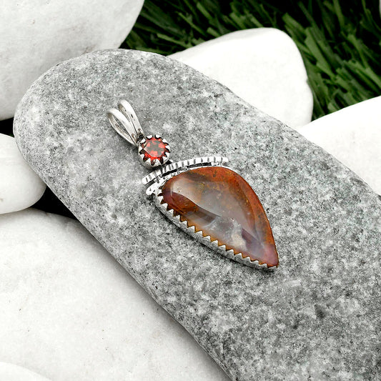 Natural Red Moss Agate & Garnet Pendant P-1268 SDP116702