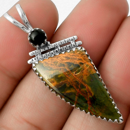 Turkish Rainforest Chrysocolla & Black Onyx Pendant P-1268 SDP116707
