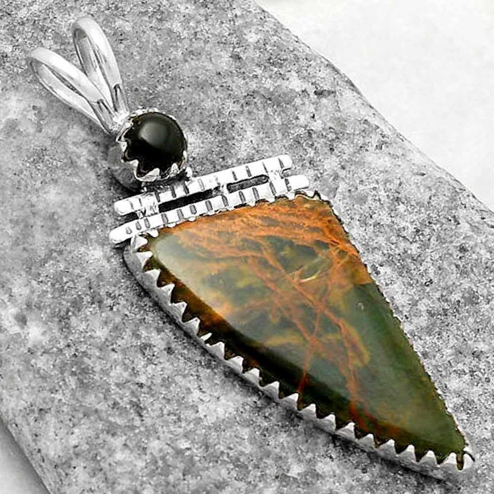 Turkish Rainforest Chrysocolla & Black Onyx Pendant P-1268 SDP116707