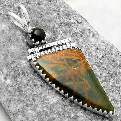 Turkish Rainforest Chrysocolla & Black Onyx Pendant P-1268 SDP116707