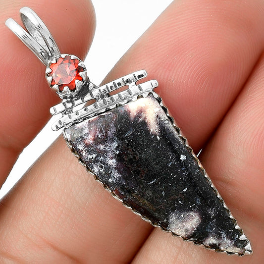 Natural Indian Blanket Jasper & Garnet Pendant P-1268 SDP116726