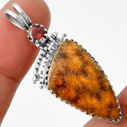 Sutured Ammonite Madagascar & Garnet Pendant P-1268 SDP116730
