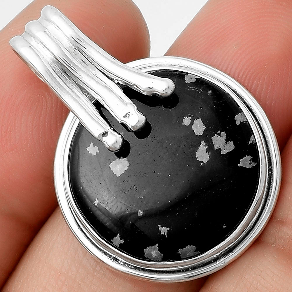Natural Snow Flake Obsidian Pendant P-1664 SDP116746