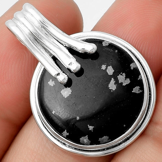 Natural Snow Flake Obsidian Pendant P-1664 SDP116746