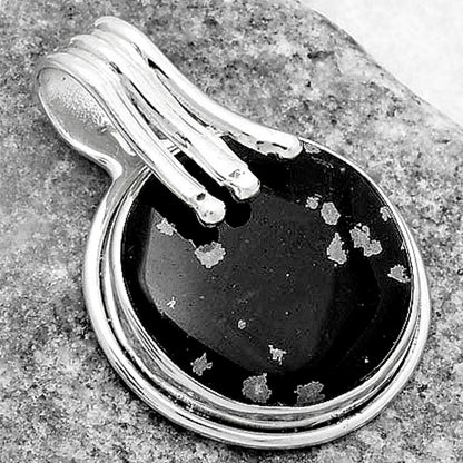 Natural Snow Flake Obsidian Pendant P-1664 SDP116746