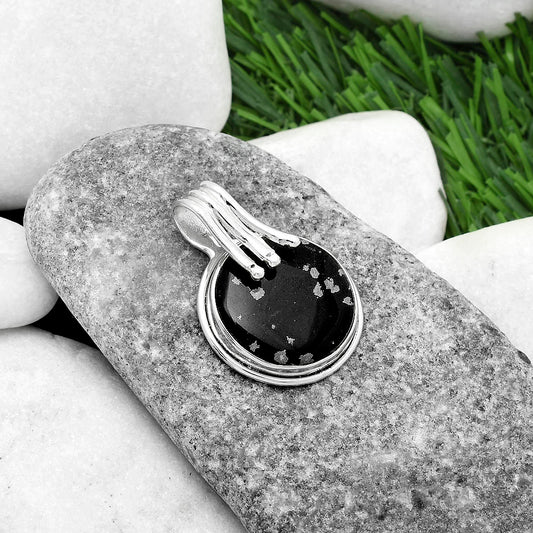 Natural Snow Flake Obsidian Pendant P-1664 SDP116746