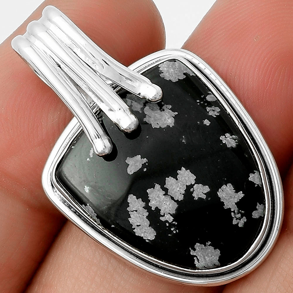 Natural Snow Flake Obsidian Pendant P-1664 SDP116760