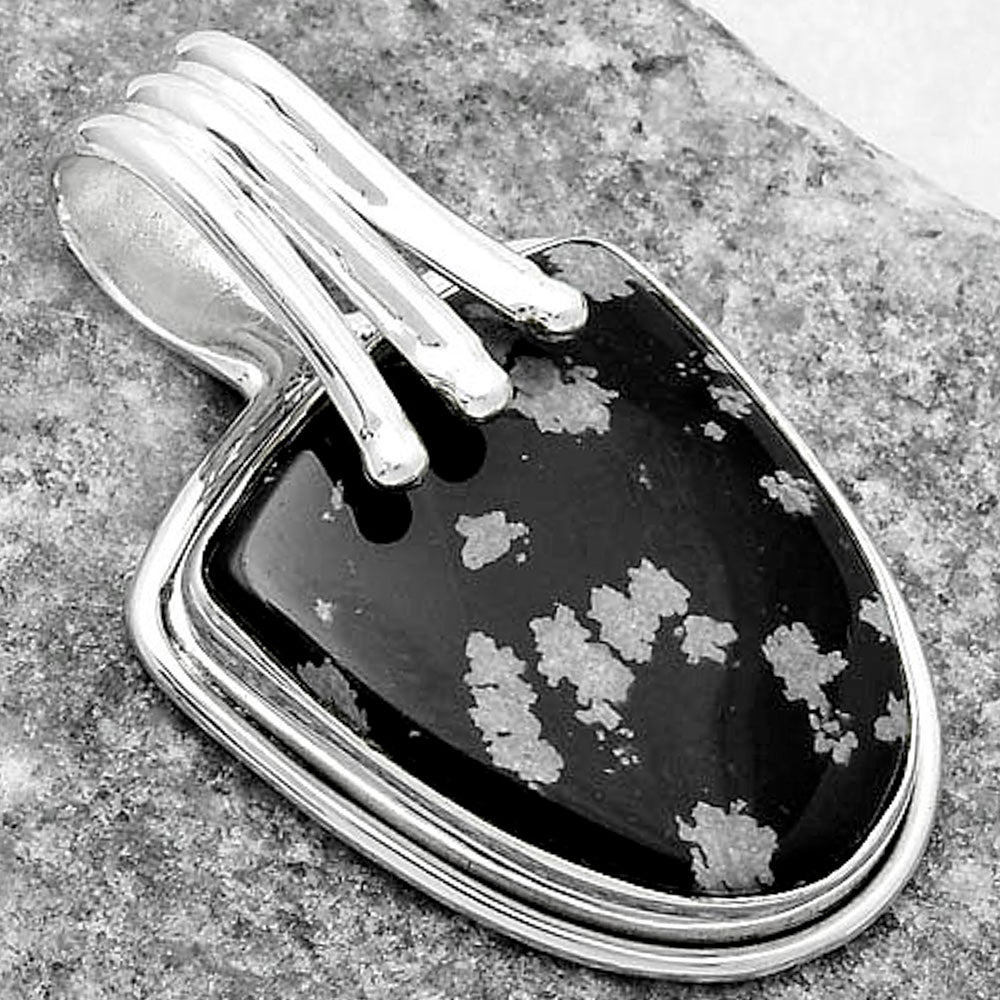 Natural Snow Flake Obsidian Pendant P-1664 SDP116760