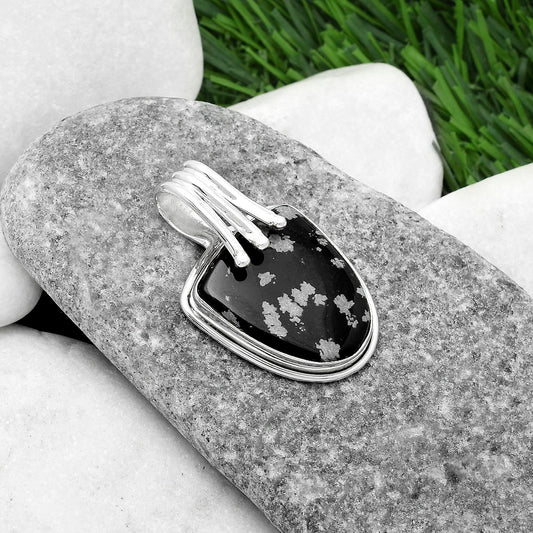 Natural Snow Flake Obsidian Pendant P-1664 SDP116760