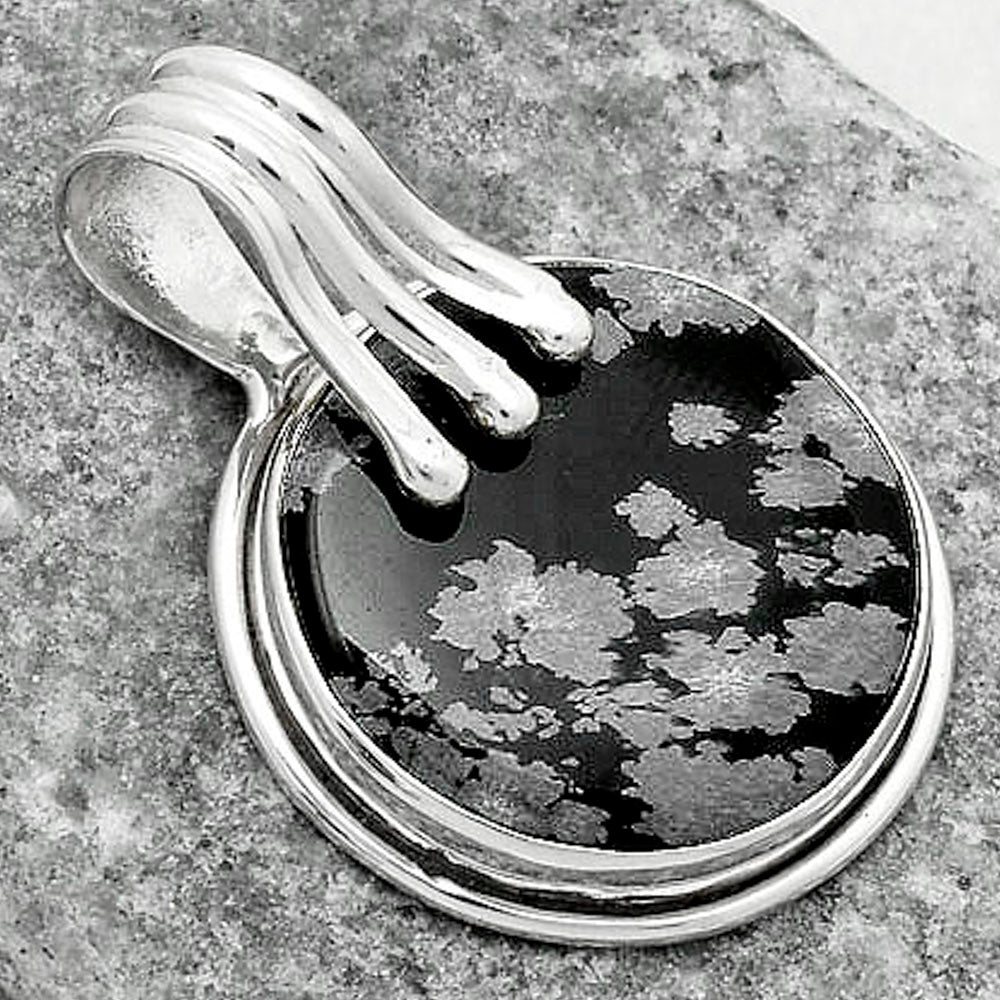 Natural Snow Flake Obsidian Pendant P-1664 SDP116771