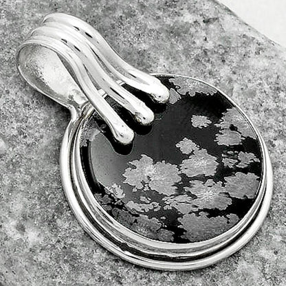 Natural Snow Flake Obsidian Pendant P-1664 SDP116771