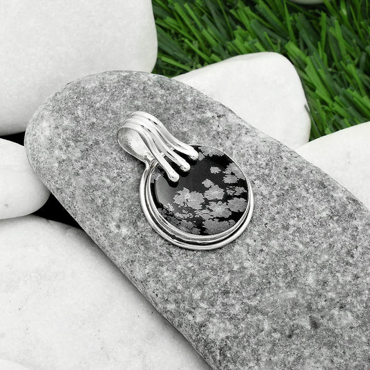 Natural Snow Flake Obsidian Pendant P-1664 SDP116771