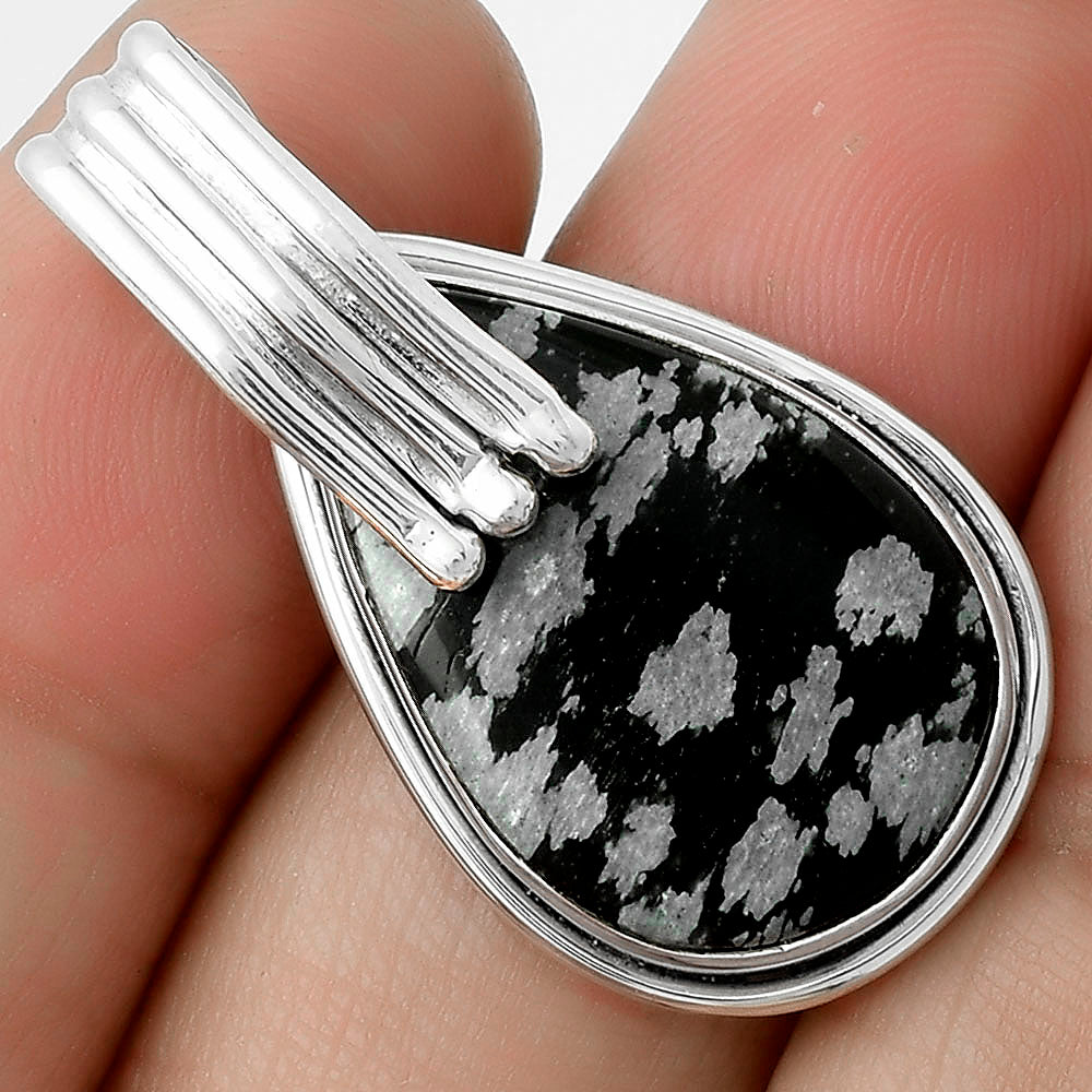 Natural Snow Flake Obsidian Pendant P-1664 SDP116782