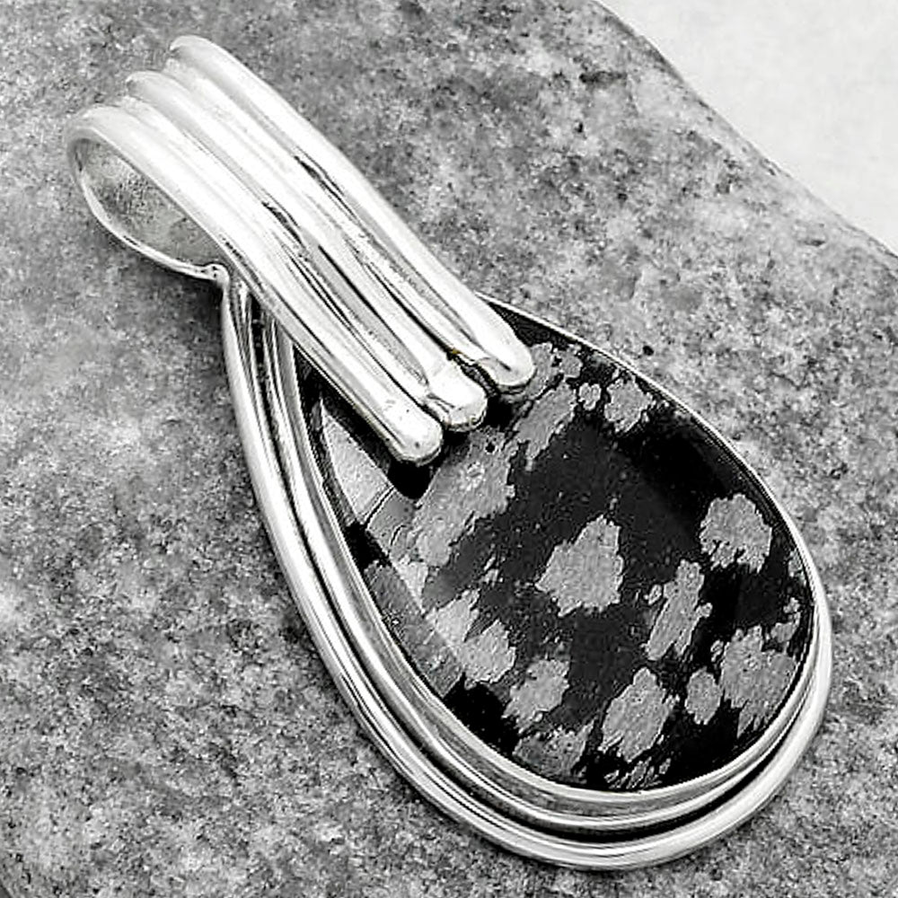 Natural Snow Flake Obsidian Pendant P-1664 SDP116782