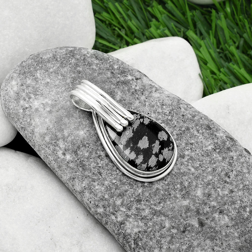 Natural Snow Flake Obsidian Pendant P-1664 SDP116782