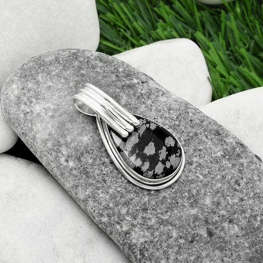 Natural Snow Flake Obsidian Pendant P-1664 SDP116782