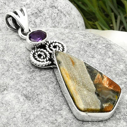 Natural Tabu Jasper & Amethyst Pendant P-1093 SDP116886