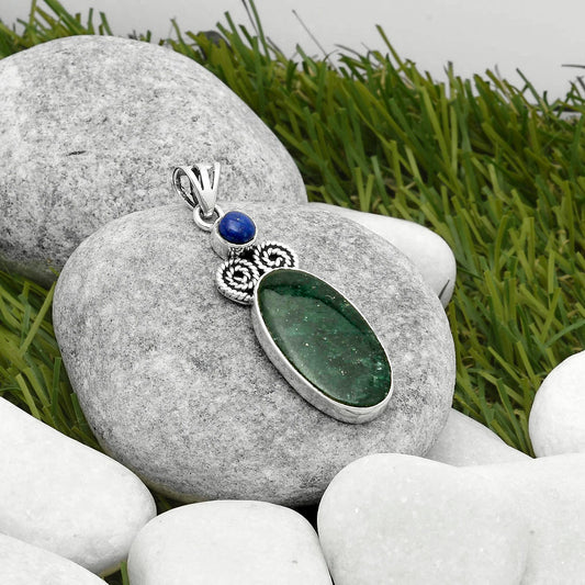 Natural Green Aventurine & Lapis Pendant P-1093 SDP116889