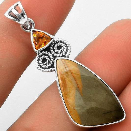 Polygram Jasper & Padparadscha Sapphire Pendant P-1093 SDP116896