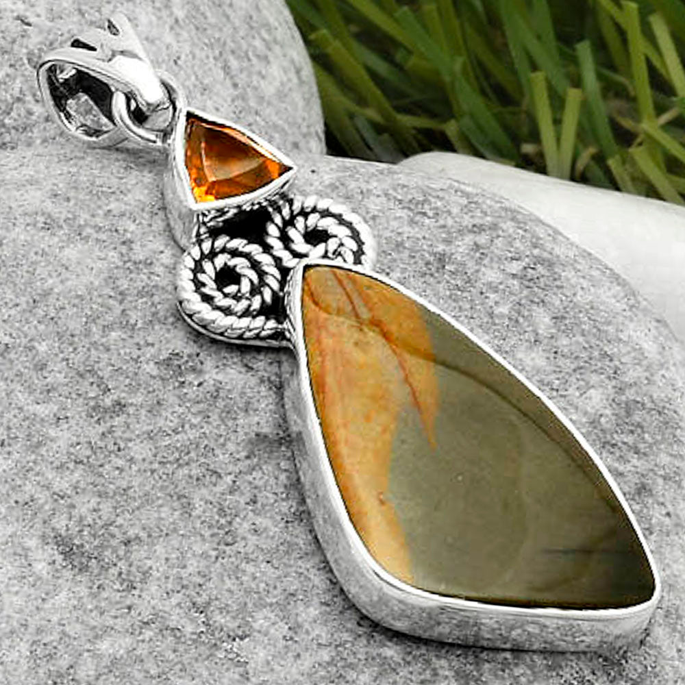 Polygram Jasper & Padparadscha Sapphire Pendant P-1093 SDP116896