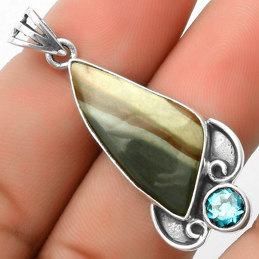 Polygram Jasper & London Blue Topaz Pendant P-1029 SDP116955