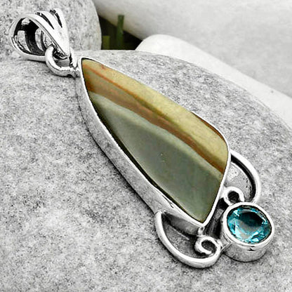 Polygram Jasper & London Blue Topaz Pendant P-1029 SDP116955