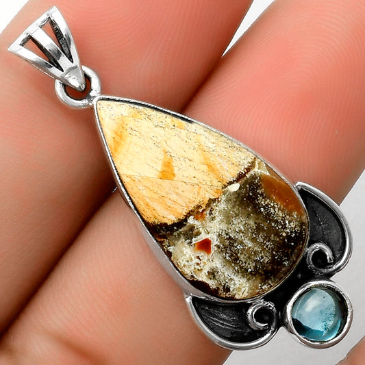 Natural Tabu Jasper & London Blue Topaz Pendant P-1029 SDP116960