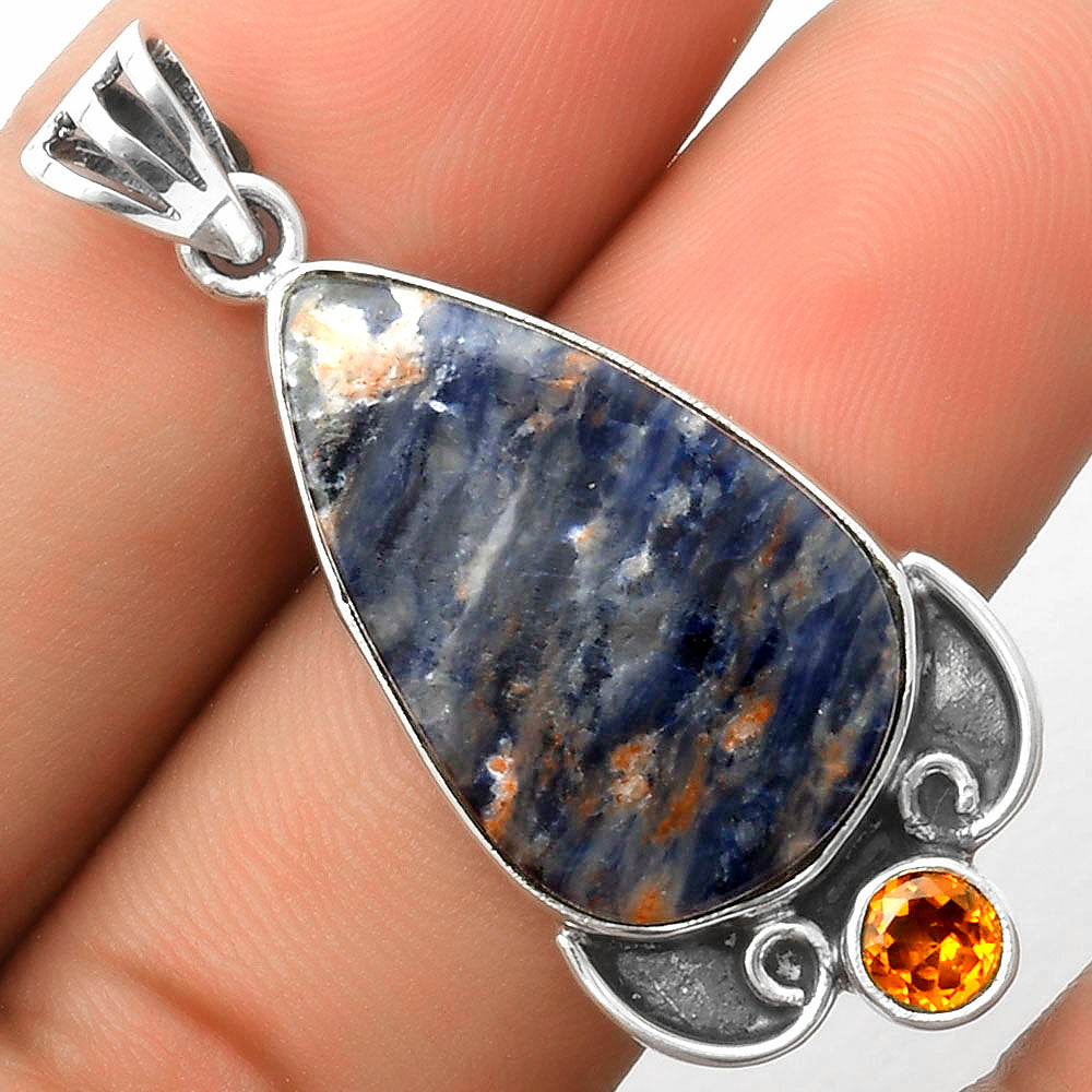 Orange Sodalite & Padparadscha Sapphire Pendant P-1029 SDP116964