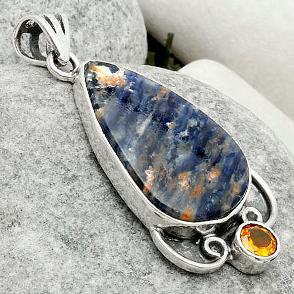 Orange Sodalite & Padparadscha Sapphire Pendant P-1029 SDP116964