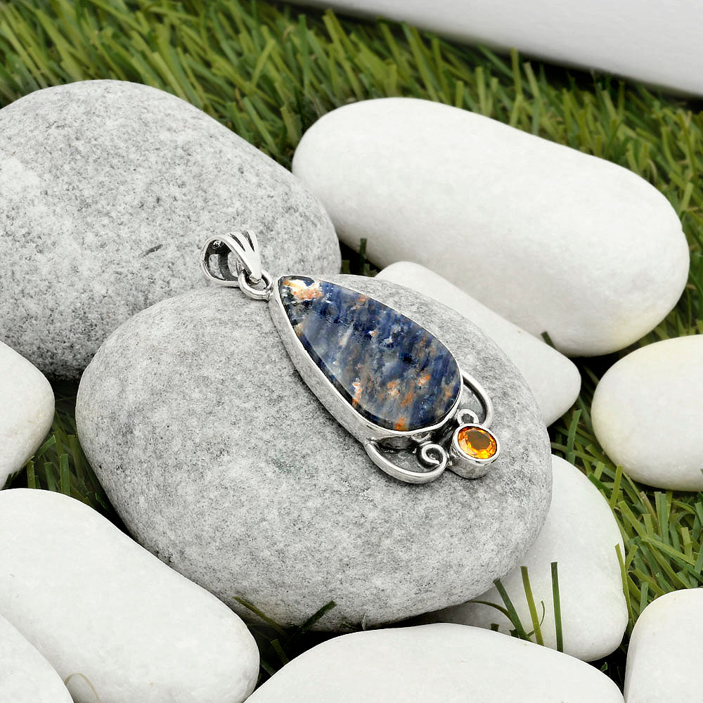 Orange Sodalite & Padparadscha Sapphire Pendant P-1029 SDP116964