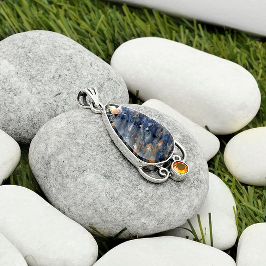 Orange Sodalite & Padparadscha Sapphire Pendant P-1029 SDP116964