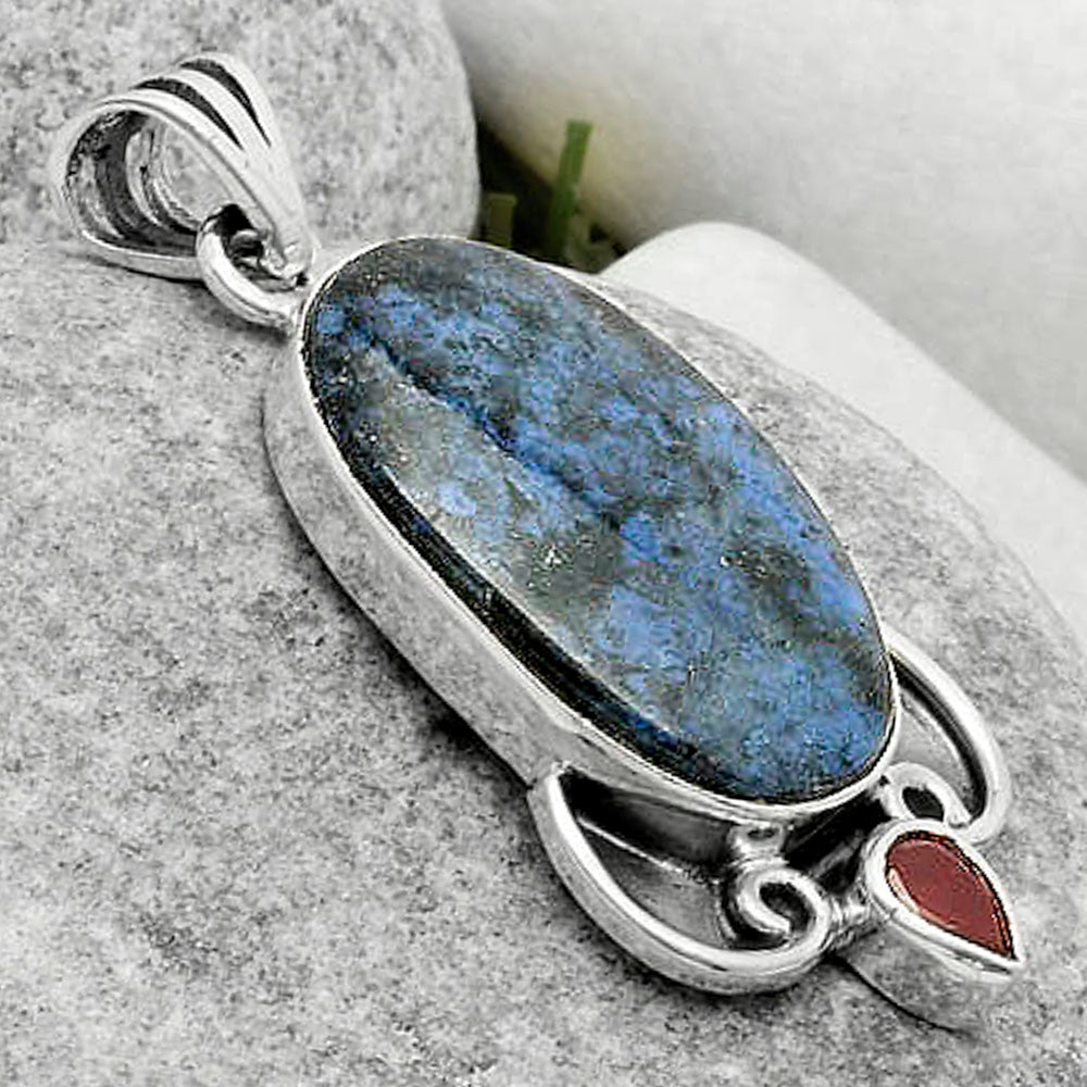 Natural Dumortierite Quartz & Garnet Pendant P-1029 SDP116966