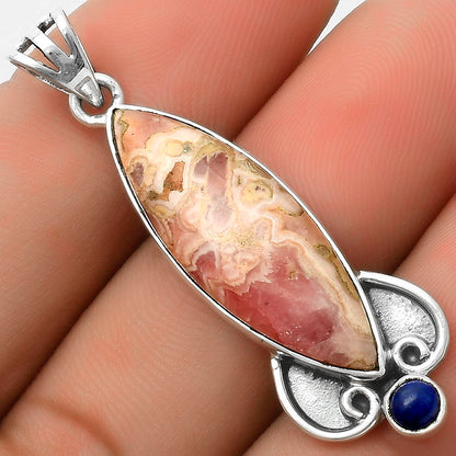 Natural Rhodochrosite Argentina & Lapis Pendant P-1029 SDP116967