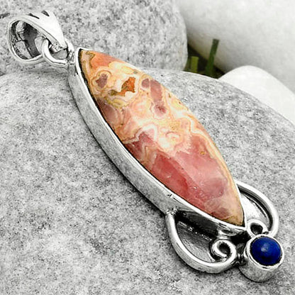 Natural Rhodochrosite Argentina & Lapis Pendant P-1029 SDP116967