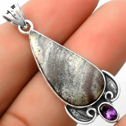 Indian Blanket Jasper & Amethyst Pendant P-1029 SDP116968