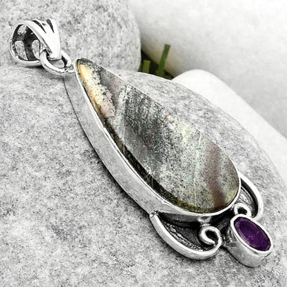 Indian Blanket Jasper & Amethyst Pendant P-1029 SDP116968