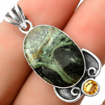 Natural Star Galaxy Jasper & Citrine Pendant P-1029 SDP116973