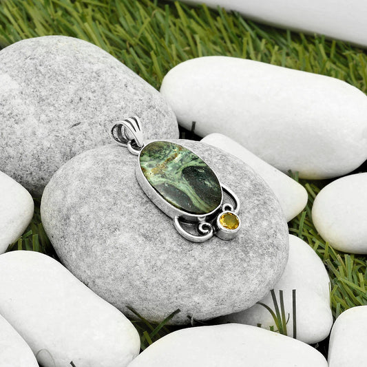 Natural Star Galaxy Jasper & Citrine Pendant P-1029 SDP116973