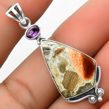 Natural Tabu Jasper & Amethyst Pendant P-1045 SDP116982