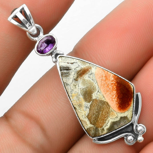 Natural Tabu Jasper & Amethyst Pendant P-1045 SDP116982