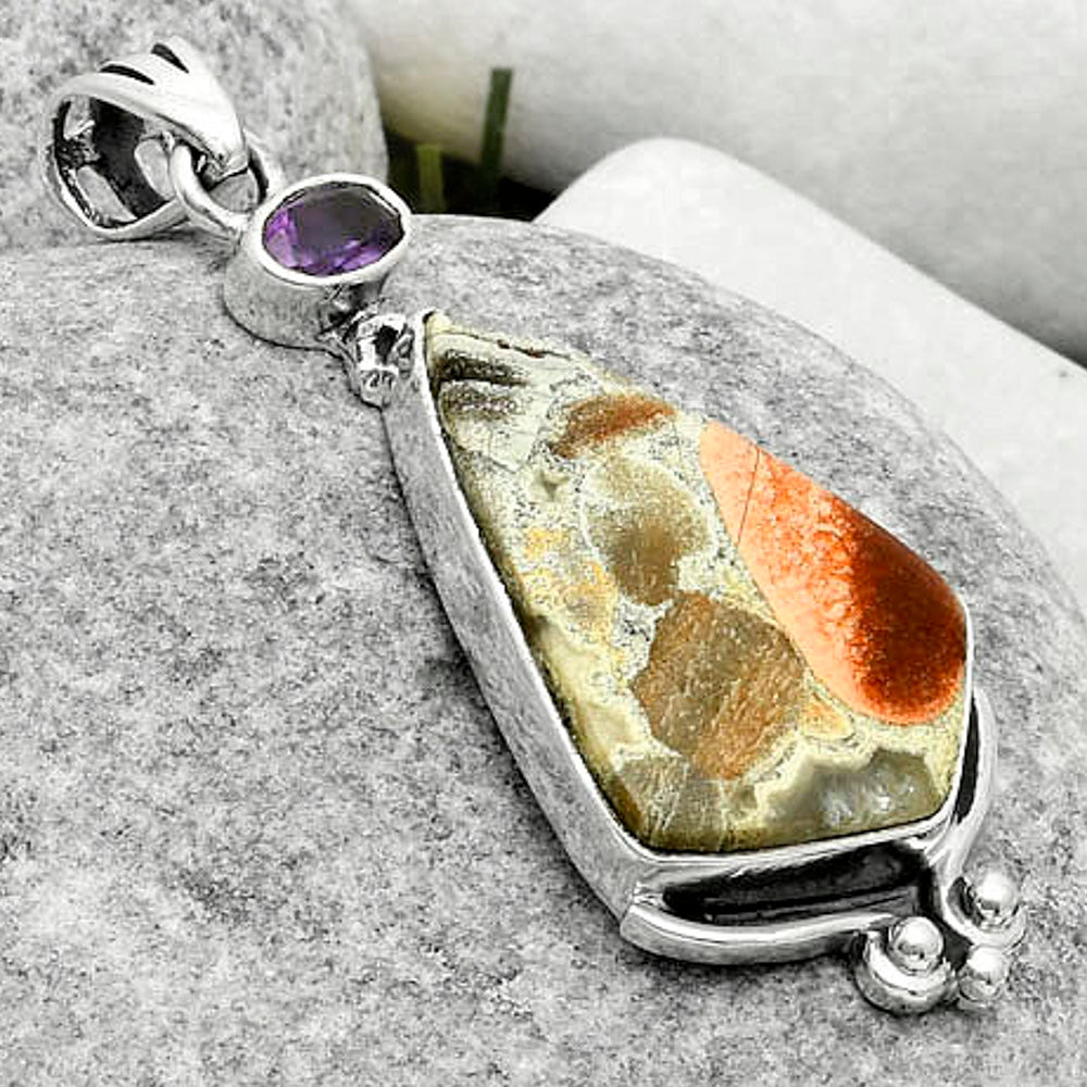 Natural Tabu Jasper & Amethyst Pendant P-1045 SDP116982