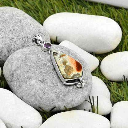 Natural Tabu Jasper & Amethyst Pendant P-1045 SDP116982
